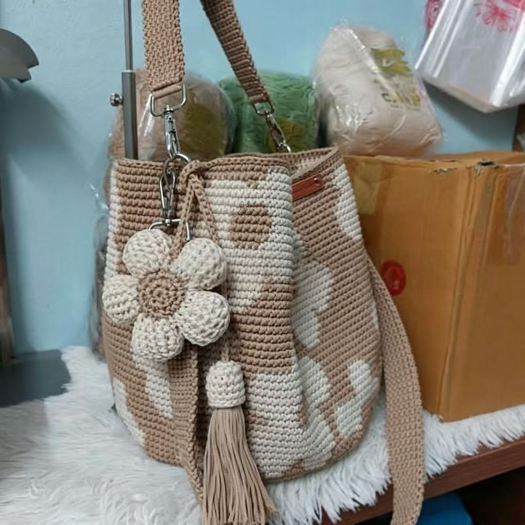 Sac fourre-tout fleuri crocheté à la main pour femmes