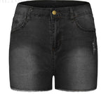 Short en jean déchiré extensible à coupe ajustée avec pompons pour femme