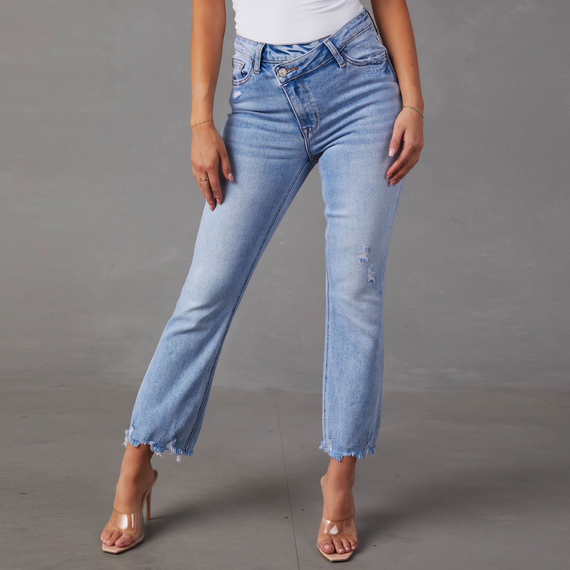 Jeans lavés tendance pour femme