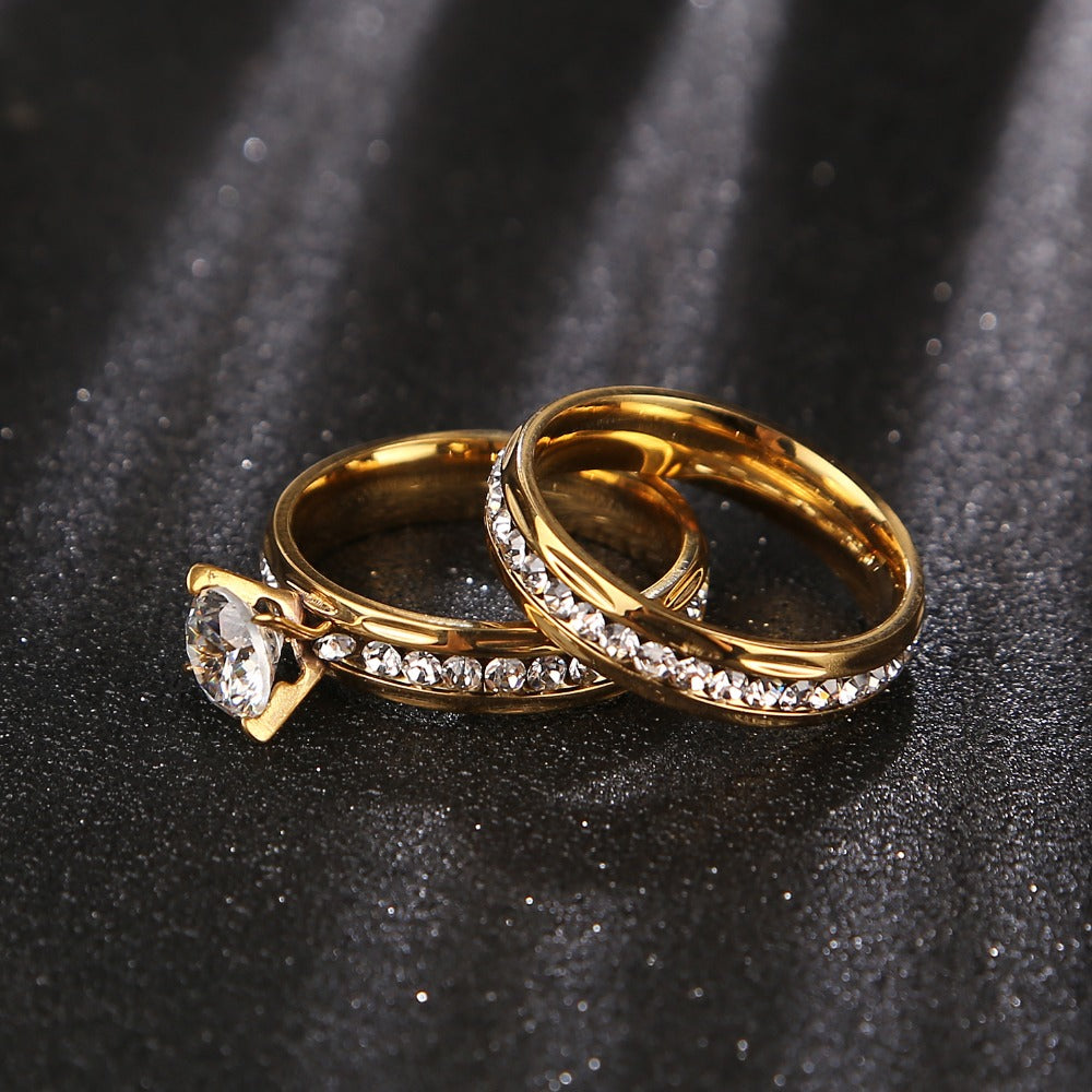 Alliances en or Bague de fiançailles en acier inoxydable pour femmes