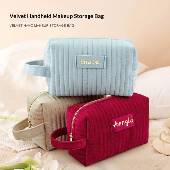 Trousse de Maquillage Portable Grande Capacité en Velours Hover Image