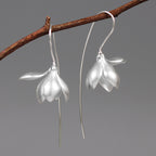Boucles d'oreilles pendantes Fleur de Magnolia Élégantes en Or et Argent pour Femmes Bijoux de Mode Cadeaux