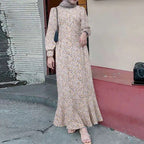 Robe musulmane style bohème à petites fleurs