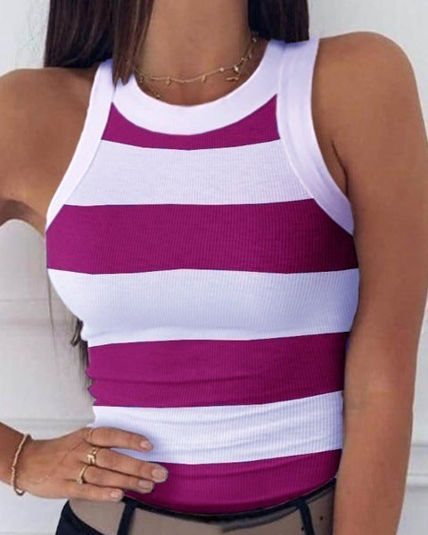 Gilet Sans Manches Imprimé Rayé Femme Hover Image