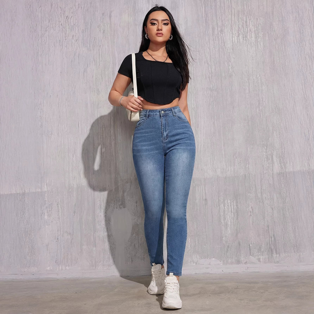 Jean slim taille haute rehausseur de fesses pour femmes