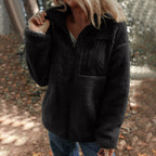 Manteau en peluche zippé, couleur unie, chaud et tendance, en laine d'agneau