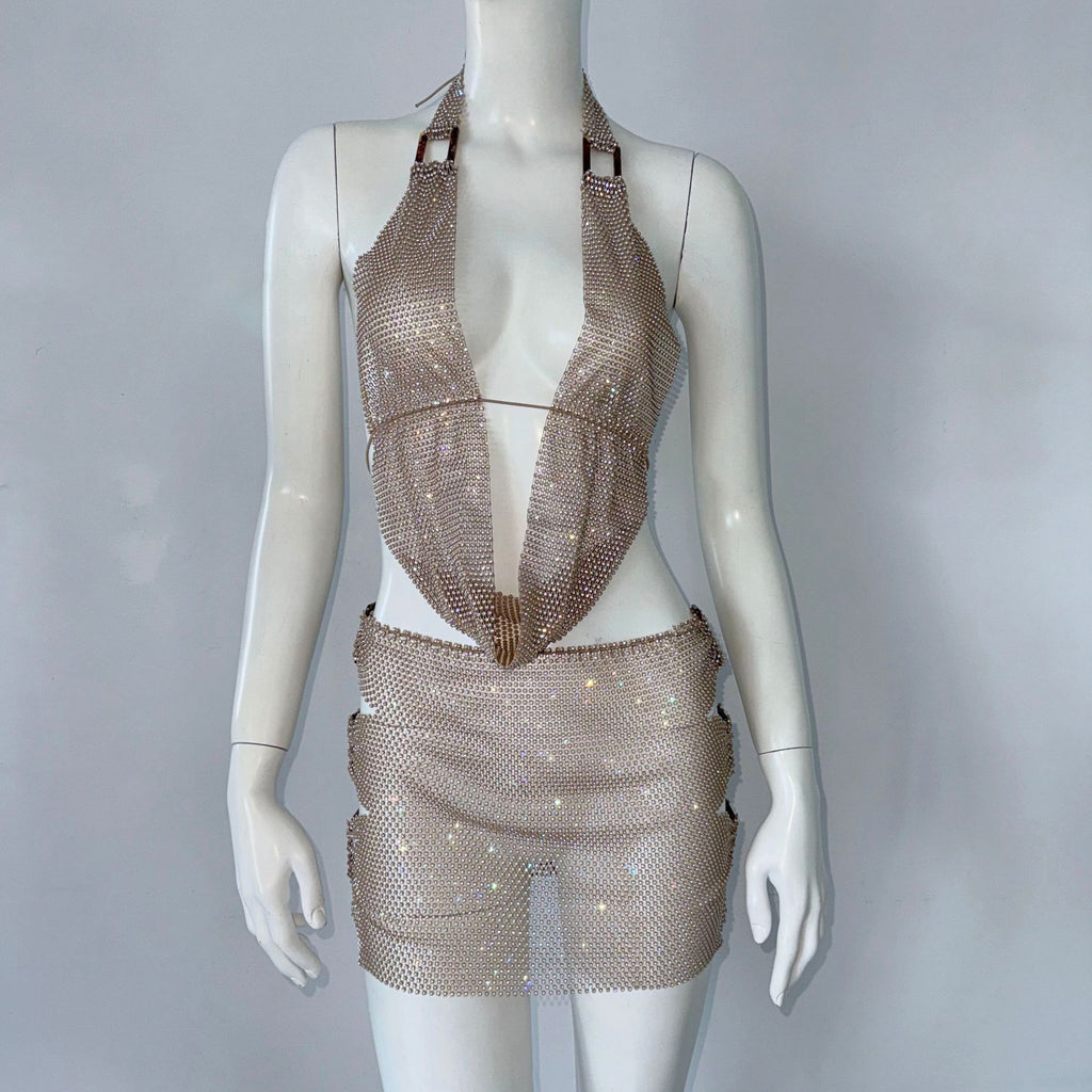 Ensemble deux pièces de jupe et haut à fines bretelles pour femme