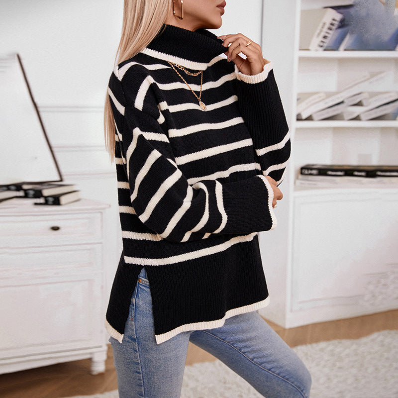Pull-over tricoté Col roulé Automne Hiver Femme