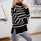 Pull-over tricoté Col roulé Automne Hiver Femme