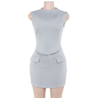 Ensemble robe mi-longue et haut à manches pour femme