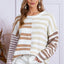 Pull rayé simple et polyvalent pour femme