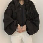 Pull à capuche décontracté à manches lanternes pour femme