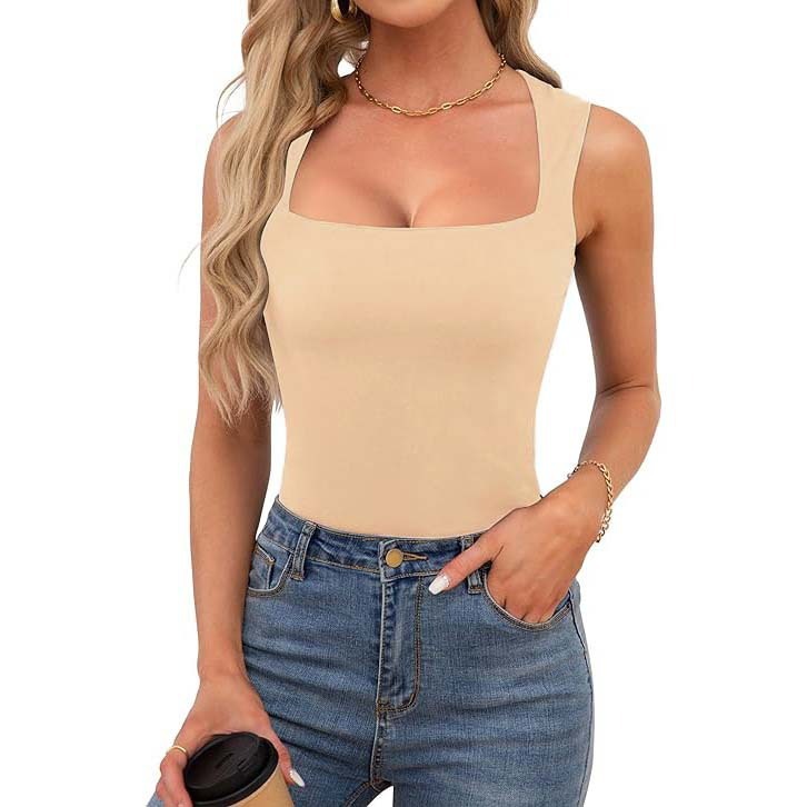 Débardeur côtelé à encolure carrée Vêtements Femme