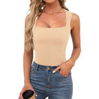 Débardeur côtelé à encolure carrée Vêtements Femme