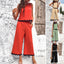 Summer Wave Print Suit Sleeveless Top And Straight Trousers Fashion Casual Solid Color 2pcs Set For Womens Clothing