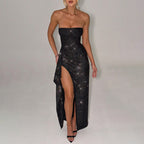 Fashionable Strapless Slit Dress For Women