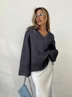 Pull-over Femme Couleur Unie Style Décontracté