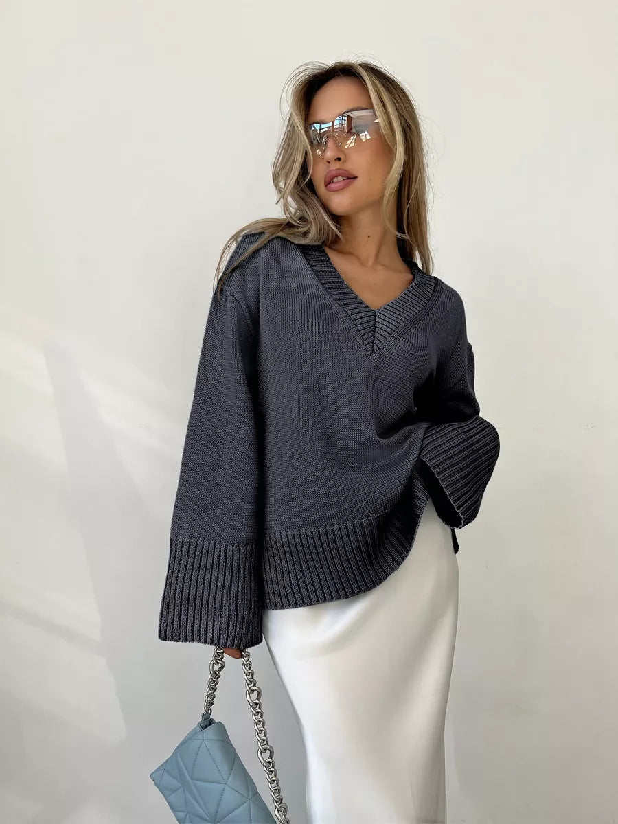 Pull-over Femme Couleur Unie Style Décontracté
