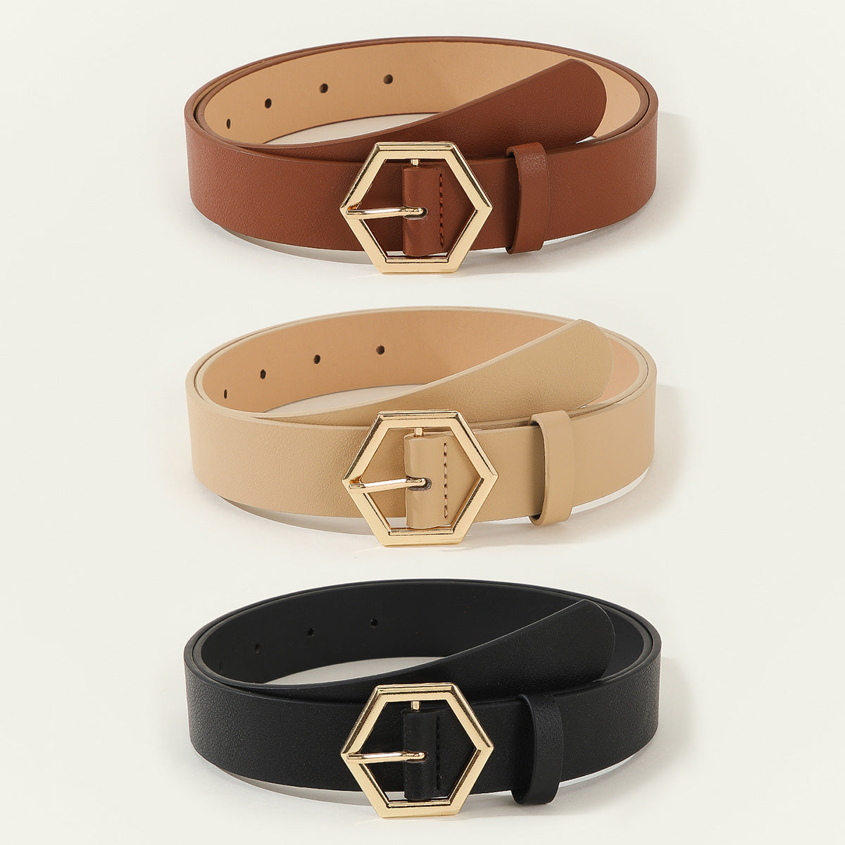 Ceinture décontractée polyvalente en forme d'étoile hexagonale pour femmes