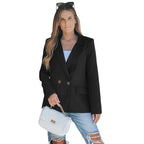 Blazer noir de coupe ajustée à col tailleur