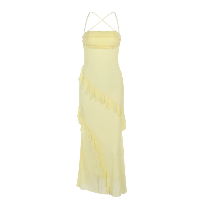 Robe d'été à volants et fines bretelles