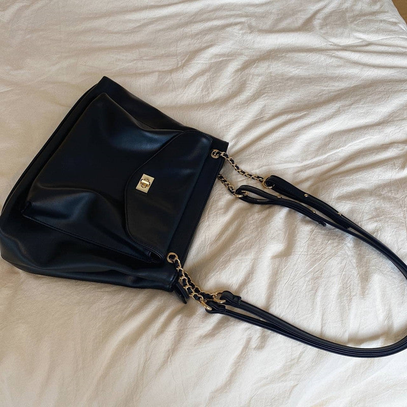Version coréenne de la mode, grande capacité, simple, rétro, sauvage, un sac à bandoulière, diagonale, grand sac pour femmes