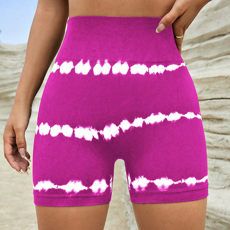 Shorts de yoga taille haute tie-dye pour femmes