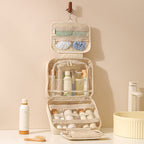 Trousse de toilette et de maquillage portable en tissu Oxford grande capacité pour un rangement de voyage facile