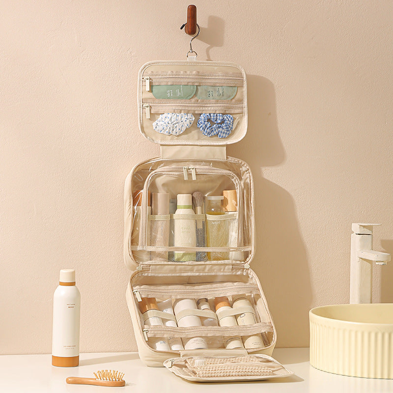 Trousse de toilette et de maquillage portable en tissu Oxford grande capacité pour un rangement de voyage facile