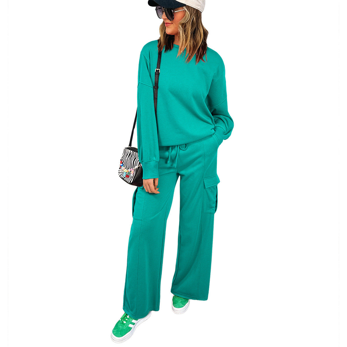 Ensemble pull et pantalon ample deux pièces pour femme