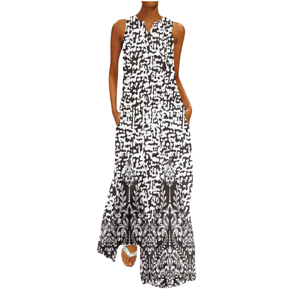 Robe longue femme imprimé peint mode