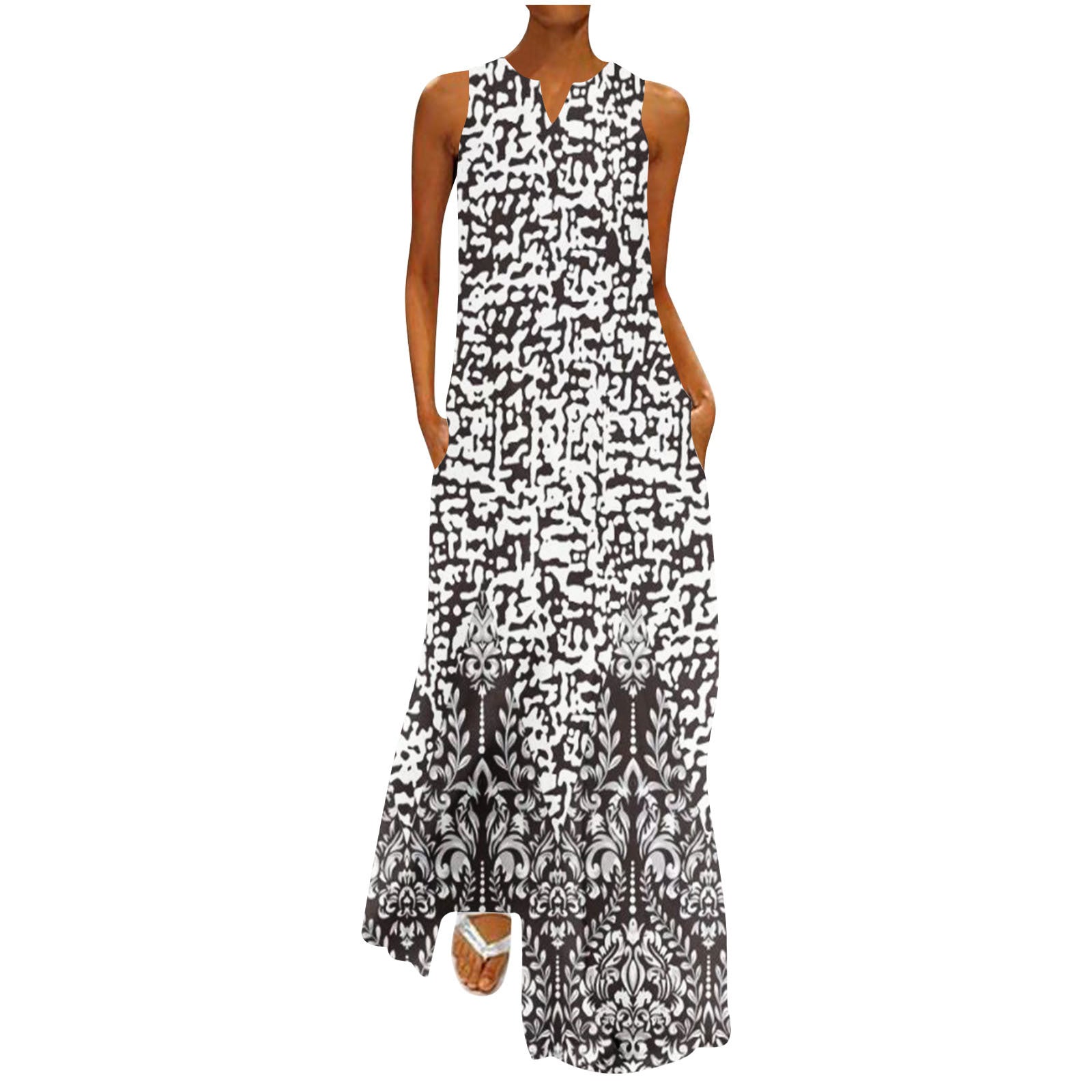 Robe longue femme imprimé peint mode