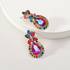 Boucles d'oreilles clous en forme de goutte, incrustées de strass multicolores étincelants, pour femme, luxueuses, élégantes, idéales pour les fêtes, bals de promo, ou comme accessoires de bijoux formels