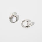 Boucles d'oreilles clous simples en forme de C pour femmes, bijoux exquis en perles et cristaux ronds