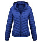 Manteau d'hiver décontracté à capuche zippé de couleur unie pour femme