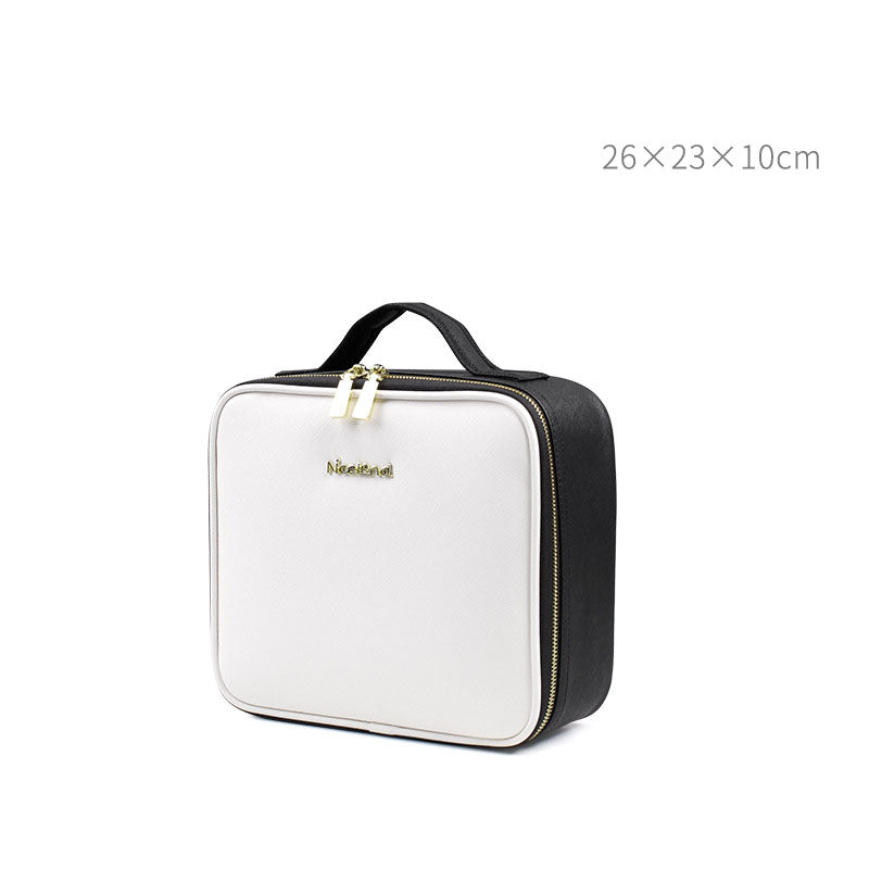 Trousse de Toilette en Cuir Grande Capacité Portable Trousse de Maquillage pour Maquilleur