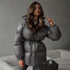 Veste slim à cordon de serrage, rembourrée de coton, à capuche zippée et confortable