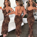 Robe longue ajustée à lacets imprimée