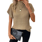 Nouveau pull à col roulé de couleur unie pour femme