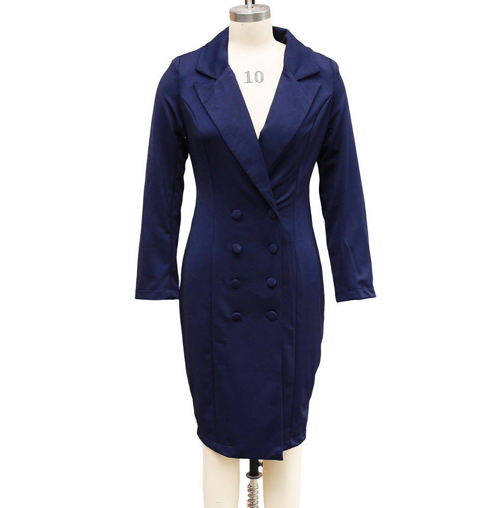 Robe blazer croisée pour femme, style mode, coupe ajustée, hanches enveloppées, col à revers, manches longues, robes de bureau, navette, longue veste, vêtement d'extérieur.