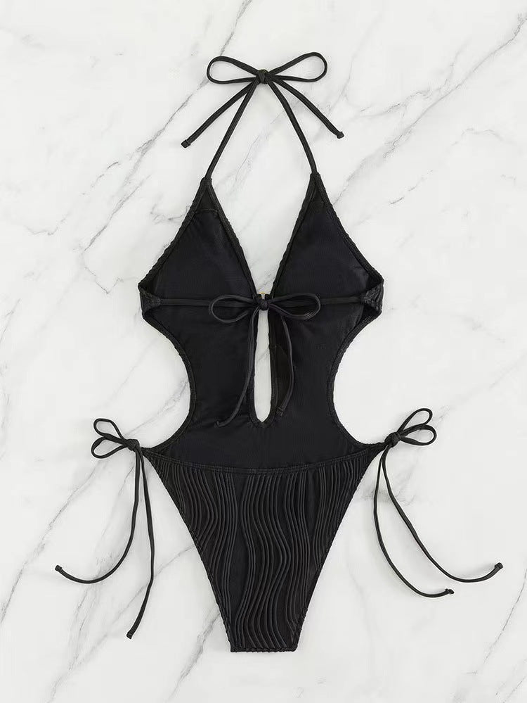 Maillot de bain bikini triangle à lacets pour femme