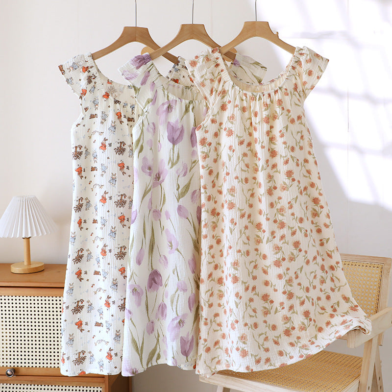 Robe camisole en gaze de coton avec coussinets de poitrine pour femme