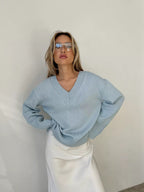 Pull-over Femme Couleur Unie Style Décontracté