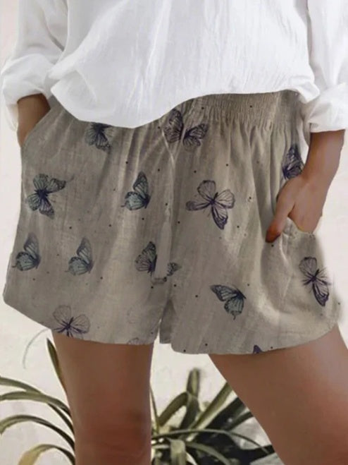 Shorts élastiques taille haute imprimés pour femmes