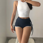 Shorts de sport slim femme taille haute moulant