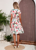 Robe courte imprimée à manches courtes pour femme