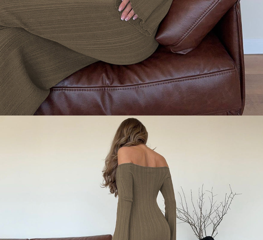 Robe unie asymétrique pour femme
