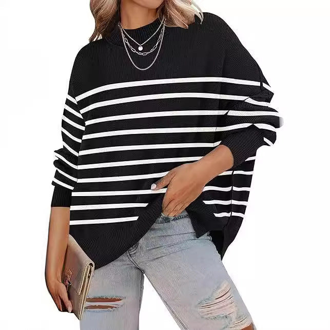 Loose Pullover Stripe Sweater For Women Main Image