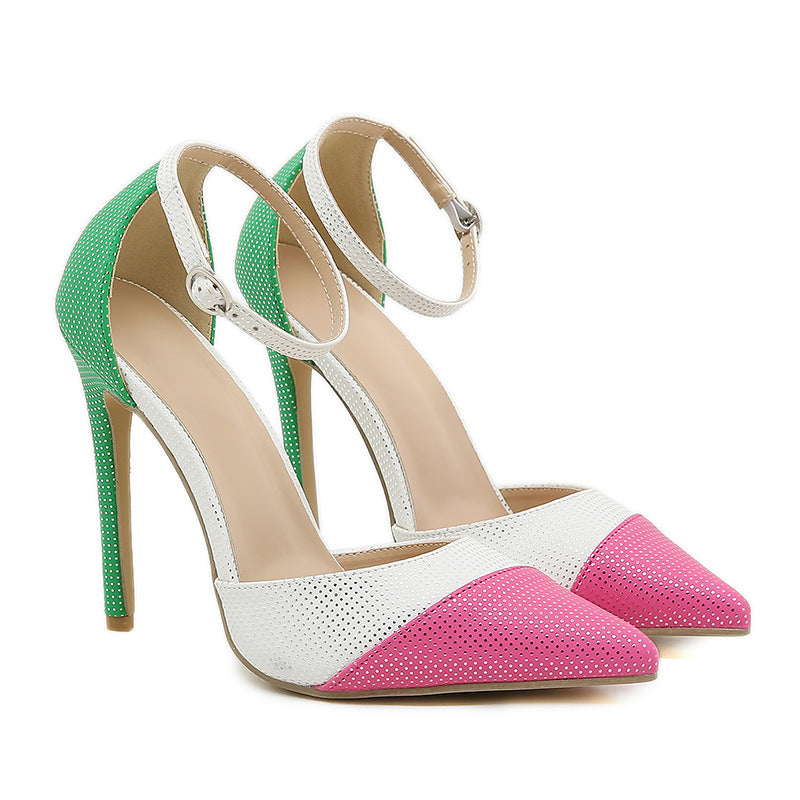 Talons aiguilles pointus creux pour femme avec couleurs assorties