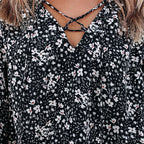 Chemise décontractée ample à manches longues et motif floral pour femmes européennes et américaines